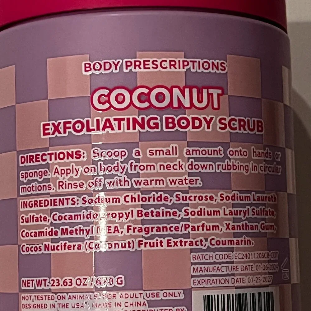 Exfoliating Body Scrub (Coconut Scent /‎ good vibes / Body Prescriptions (new)